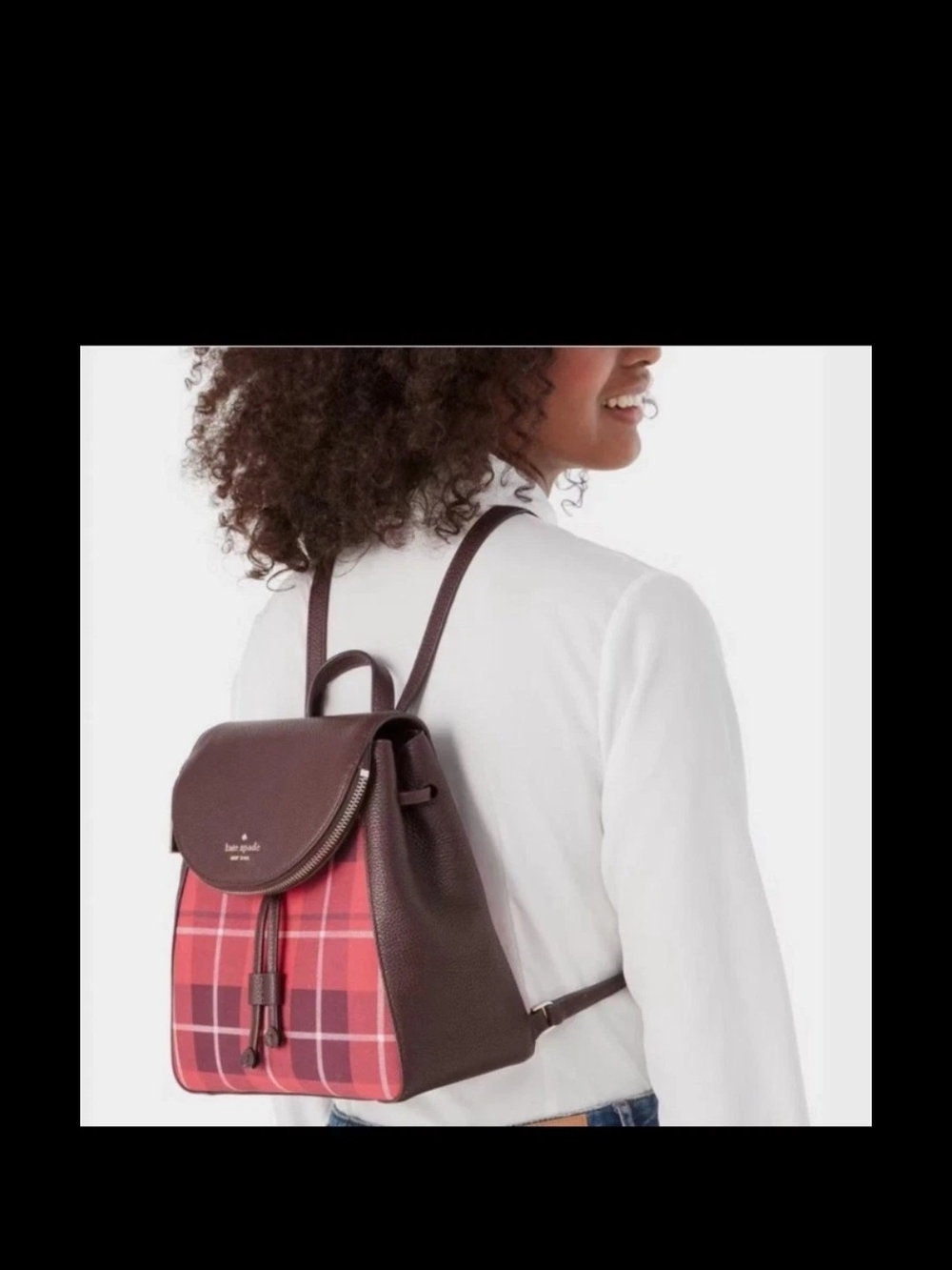 Kate Spade New York Dark Brown/Multi- Color Backpack Purse with Adjustable Strap - Picture 4 of 4